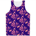 Purple Tropical Hawaiian Pattern Print Men's Tank Top