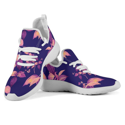 Purple Tropical Hawaiian Pattern Print Mesh Knit Shoes GearFrost