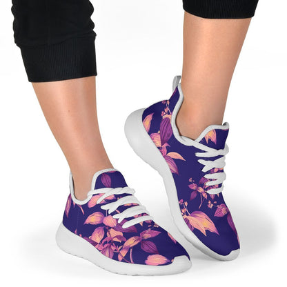 Purple Tropical Hawaiian Pattern Print Mesh Knit Shoes GearFrost