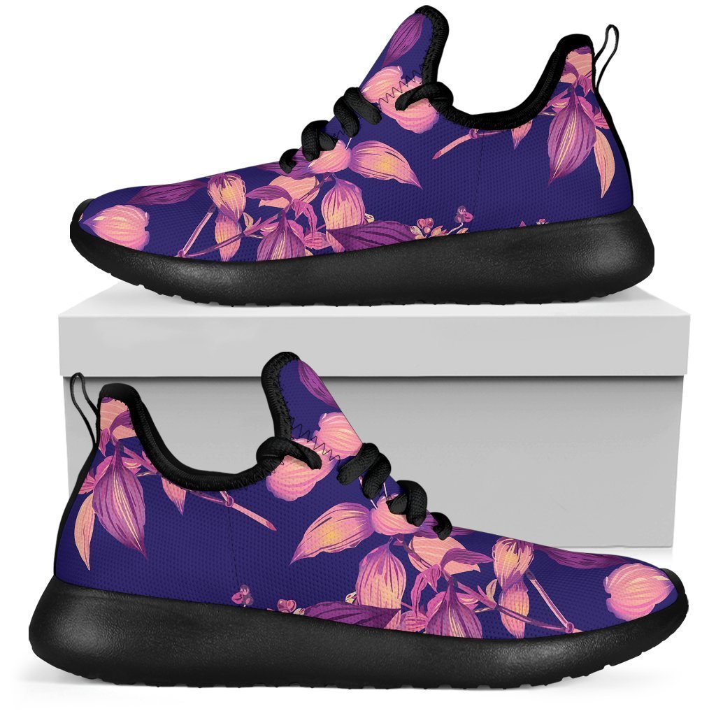 Purple Tropical Hawaiian Pattern Print Mesh Knit Shoes GearFrost