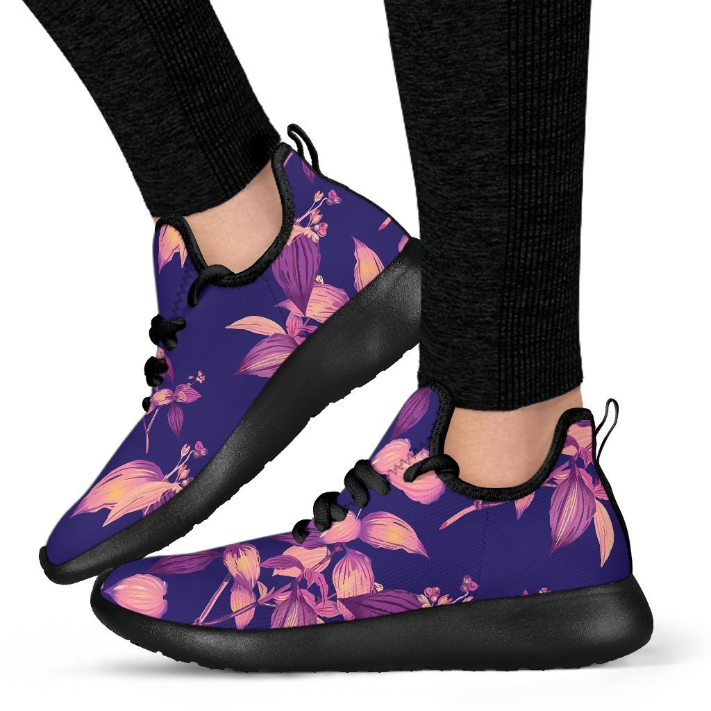 Purple Tropical Hawaiian Pattern Print Mesh Knit Shoes GearFrost