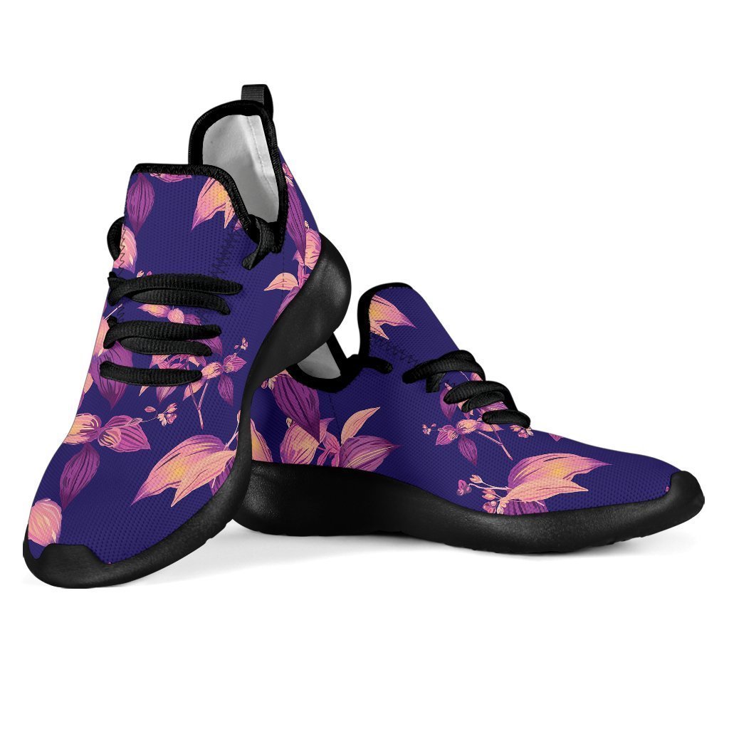 Purple Tropical Hawaiian Pattern Print Mesh Knit Shoes GearFrost