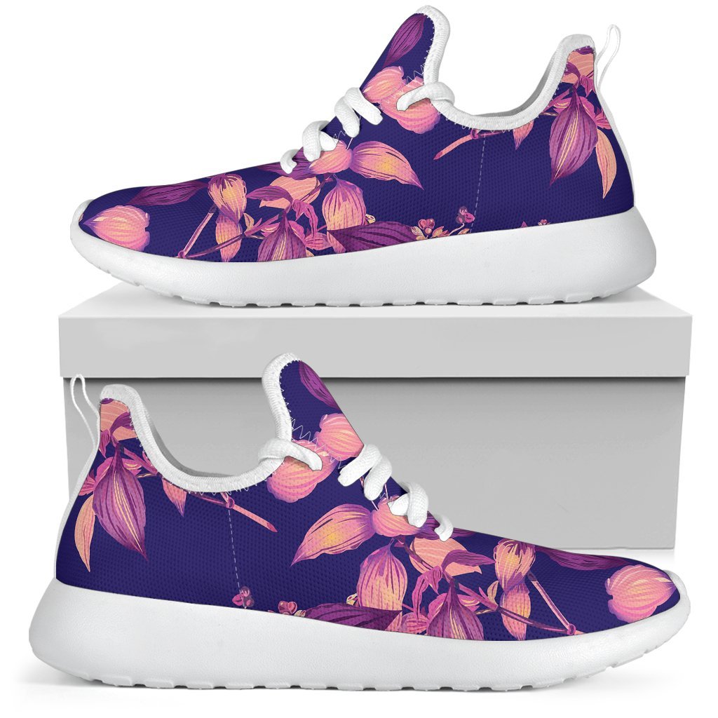 Purple Tropical Hawaiian Pattern Print Mesh Knit Shoes GearFrost