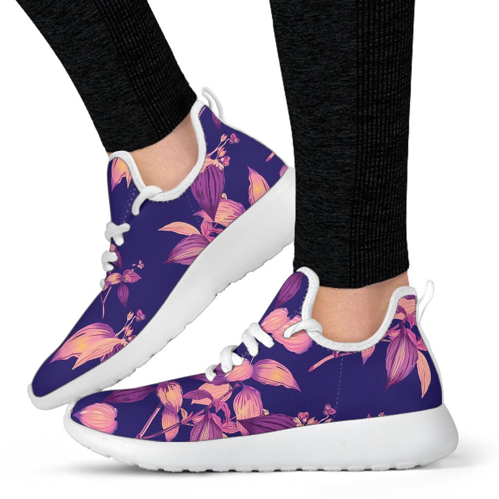 Purple Tropical Hawaiian Pattern Print Mesh Knit Shoes GearFrost