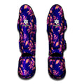 Purple Tropical Hawaiian Pattern Print Muay Thai Shin Guards