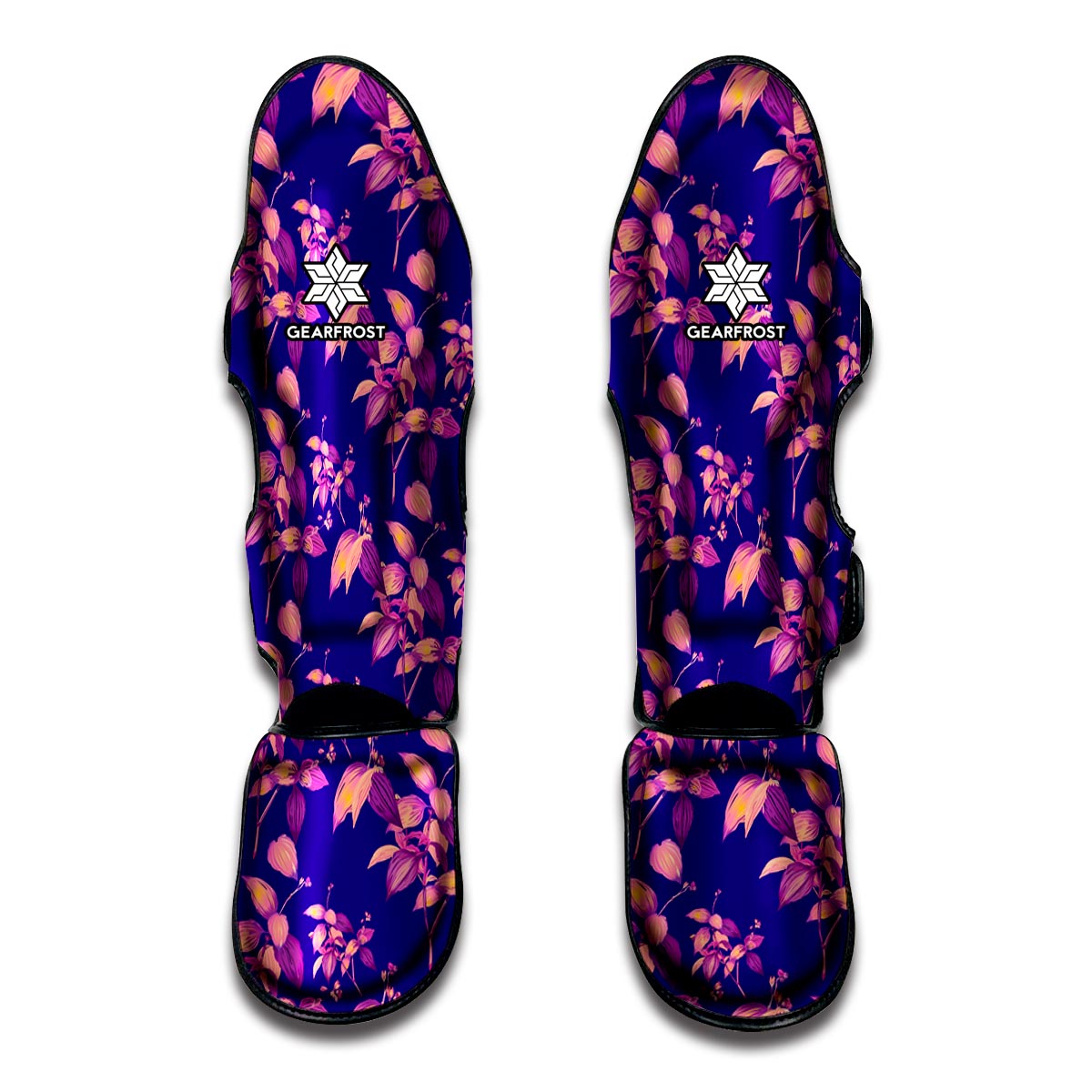 Purple Tropical Hawaiian Pattern Print Muay Thai Shin Guard