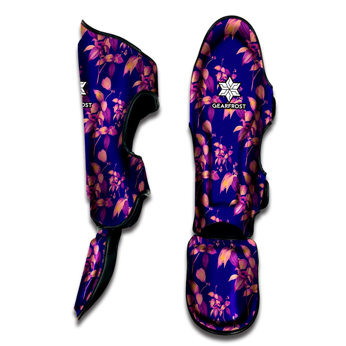 Purple Tropical Hawaiian Pattern Print Muay Thai Shin Guard