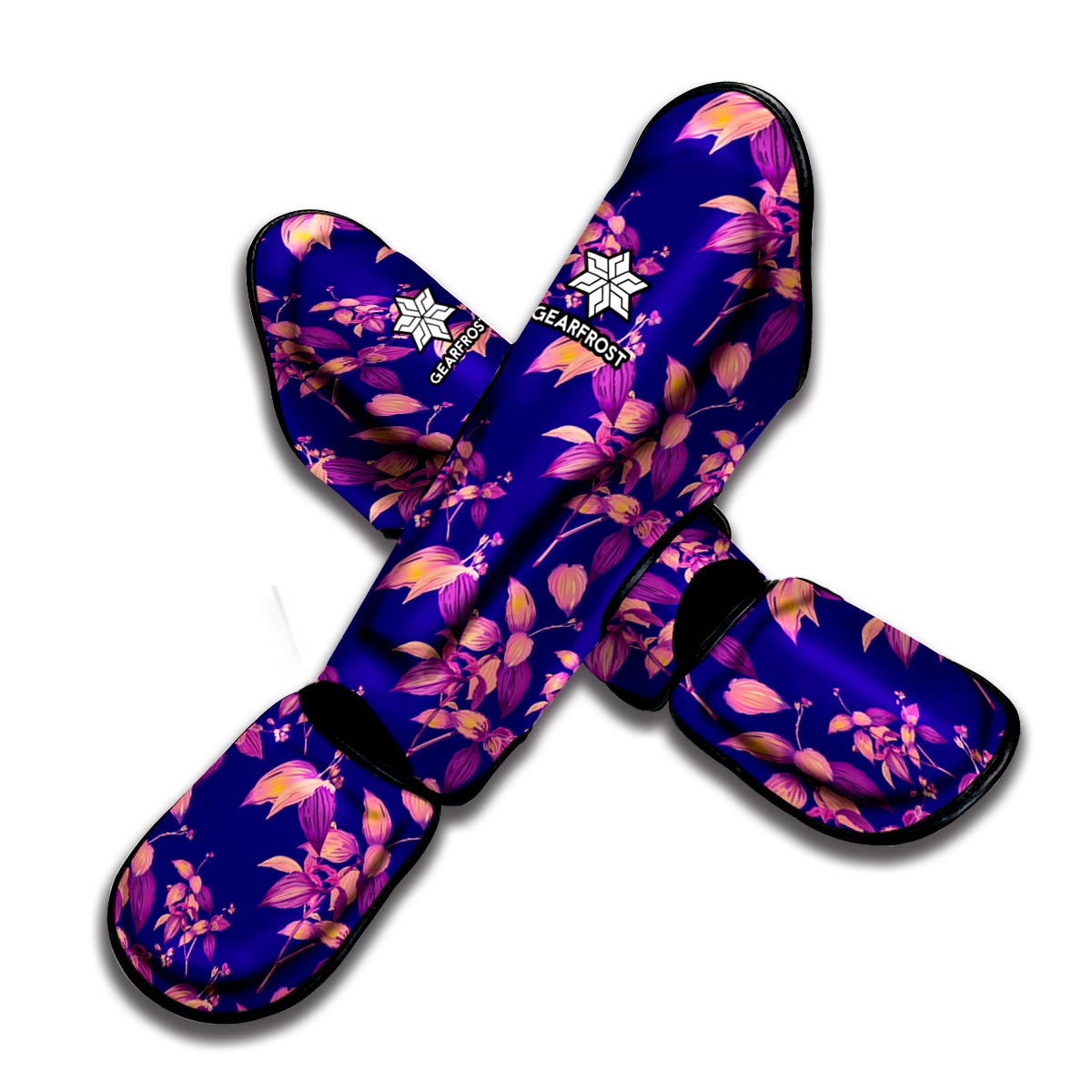 Purple Tropical Hawaiian Pattern Print Muay Thai Shin Guard