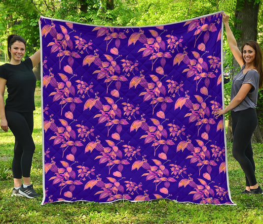 Purple Tropical Hawaiian Pattern Print Quilt