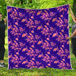 Purple Tropical Hawaiian Pattern Print Quilt