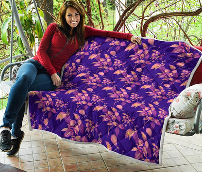 Purple Tropical Hawaiian Pattern Print Quilt