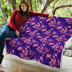 Purple Tropical Hawaiian Pattern Print Quilt