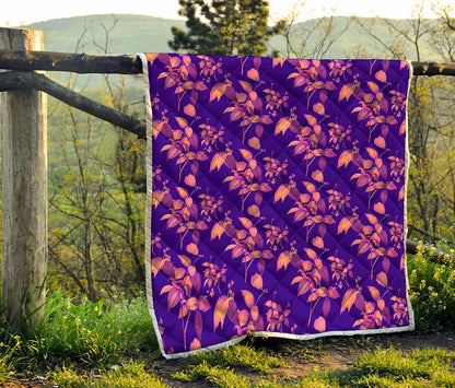 Purple Tropical Hawaiian Pattern Print Quilt