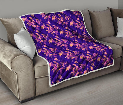 Purple Tropical Hawaiian Pattern Print Quilt