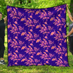 Purple Tropical Hawaiian Pattern Print Quilt