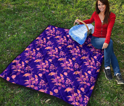Purple Tropical Hawaiian Pattern Print Quilt