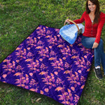 Purple Tropical Hawaiian Pattern Print Quilt
