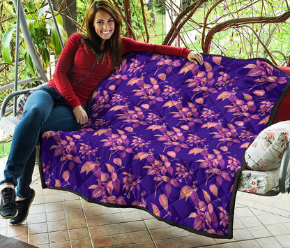 Purple Tropical Hawaiian Pattern Print Quilt