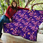 Purple Tropical Hawaiian Pattern Print Quilt