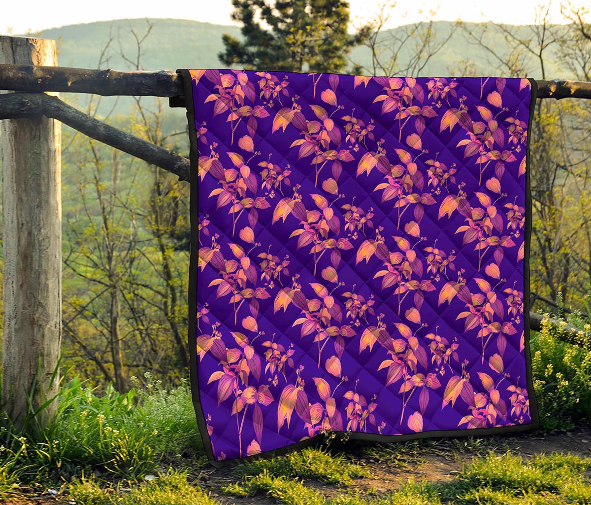 Purple Tropical Hawaiian Pattern Print Quilt
