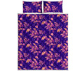 Purple Tropical Hawaiian Pattern Print Quilt Bed Set