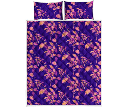 Purple Tropical Hawaiian Pattern Print Quilt Bed Set