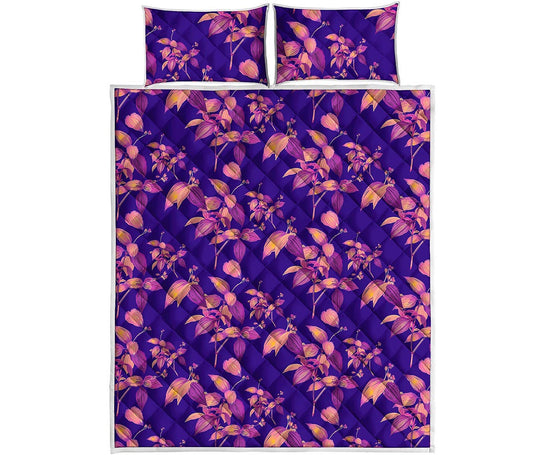 Purple Tropical Hawaiian Pattern Print Quilt Bed Set