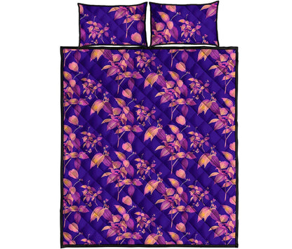 Purple Tropical Hawaiian Pattern Print Quilt Bed Set