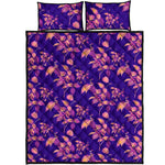 Purple Tropical Hawaiian Pattern Print Quilt Bed Set