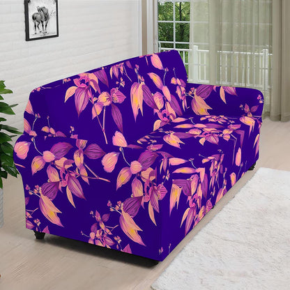 Purple Tropical Hawaiian Pattern Print Sofa Cover