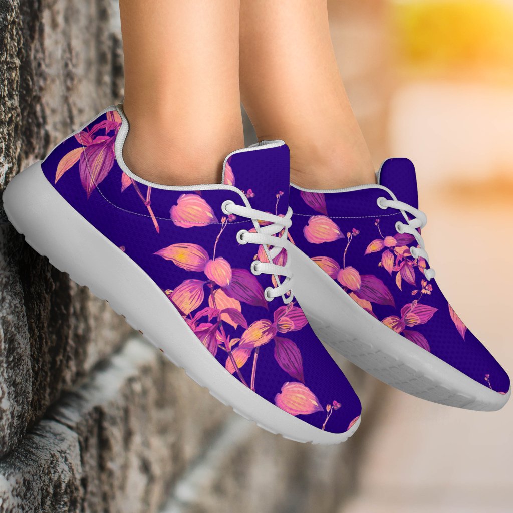 Purple Tropical Hawaiian Pattern Print Sport Shoes GearFrost