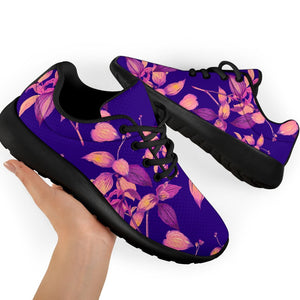 Purple Tropical Hawaiian Pattern Print Sport Shoes GearFrost