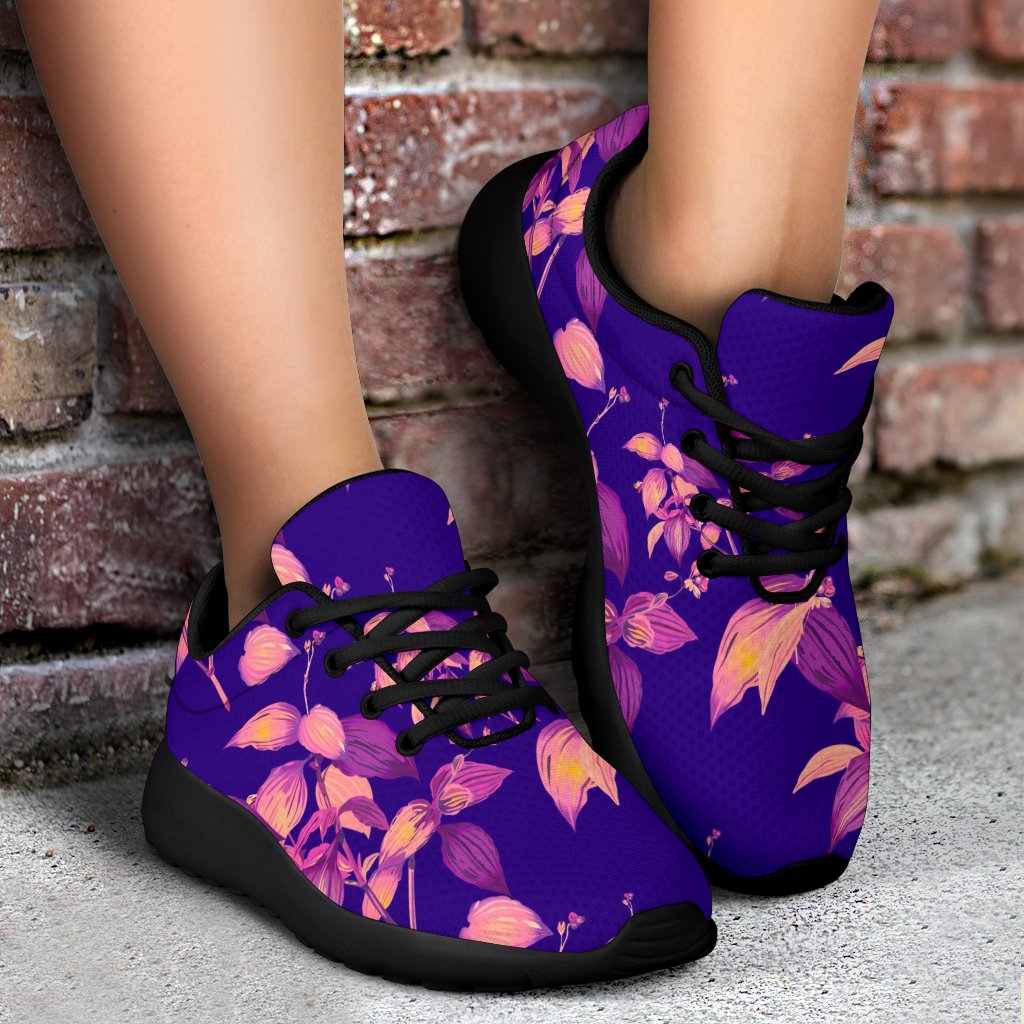 Purple Tropical Hawaiian Pattern Print Sport Shoes GearFrost