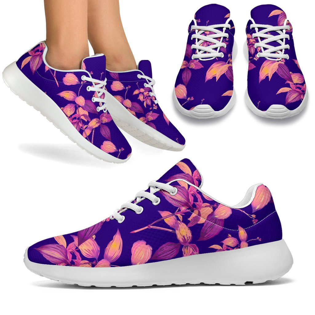 Purple Tropical Hawaiian Pattern Print Sport Shoes GearFrost