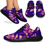 Purple Tropical Hawaiian Pattern Print Sport Shoes GearFrost