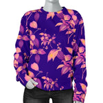 Purple Tropical Hawaiian Pattern Print Women's Crewneck Sweatshirt GearFrost