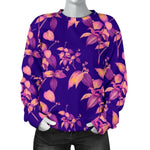 Purple Tropical Hawaiian Pattern Print Women's Crewneck Sweatshirt GearFrost