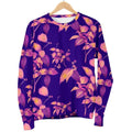 Purple Tropical Hawaiian Pattern Print Women's Crewneck Sweatshirt