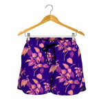 Purple Tropical Hawaiian Pattern Print Women's Shorts