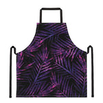 Purple Tropical Leaves Print Apron
