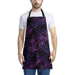 Purple Tropical Leaves Print Apron