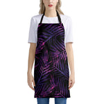 Purple Tropical Leaves Print Apron