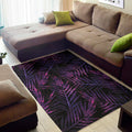 Purple Tropical Leaves Print Floor Mat