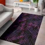 Purple Tropical Leaves Print Area Rug