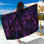 Purple Tropical Leaves Print Beach Sarong Wrap