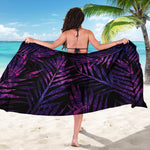 Purple Tropical Leaves Print Beach Sarong Wrap