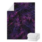 Purple Tropical Leaves Print Blanket
