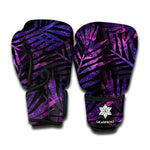 Purple Tropical Leaves Print Boxing Gloves