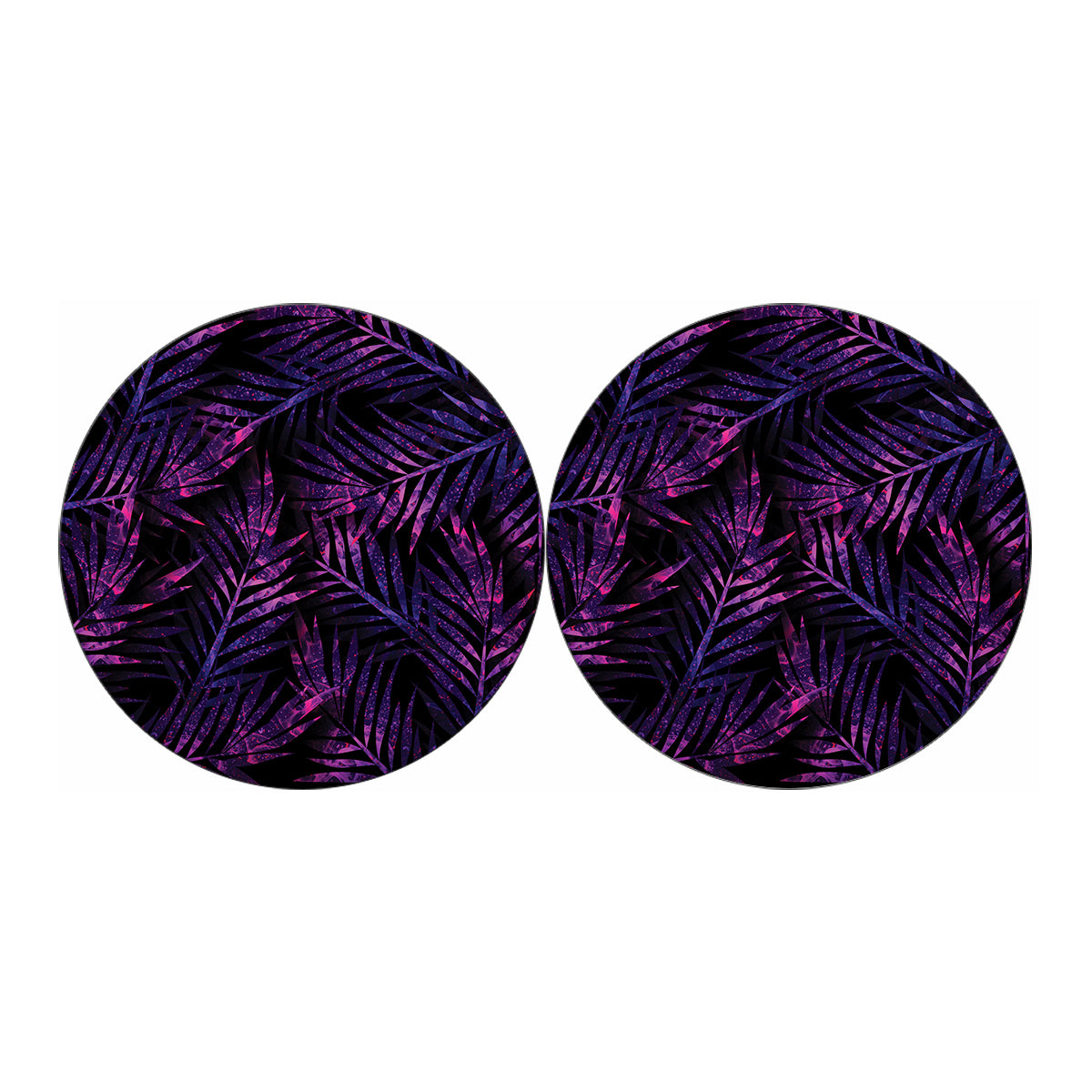 Purple Tropical Leaves Print Car Coasters