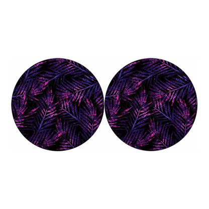 Purple Tropical Leaves Print Car Coasters